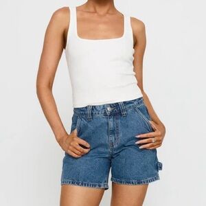 Princess Polly Lou Carpenter Denim Shorts Size 0